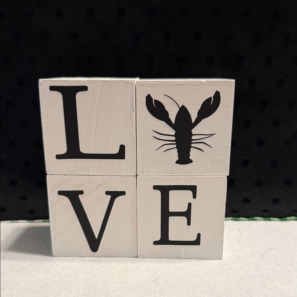 White Block Decor with 4 Designs and 4 words - Picture 1 of 13